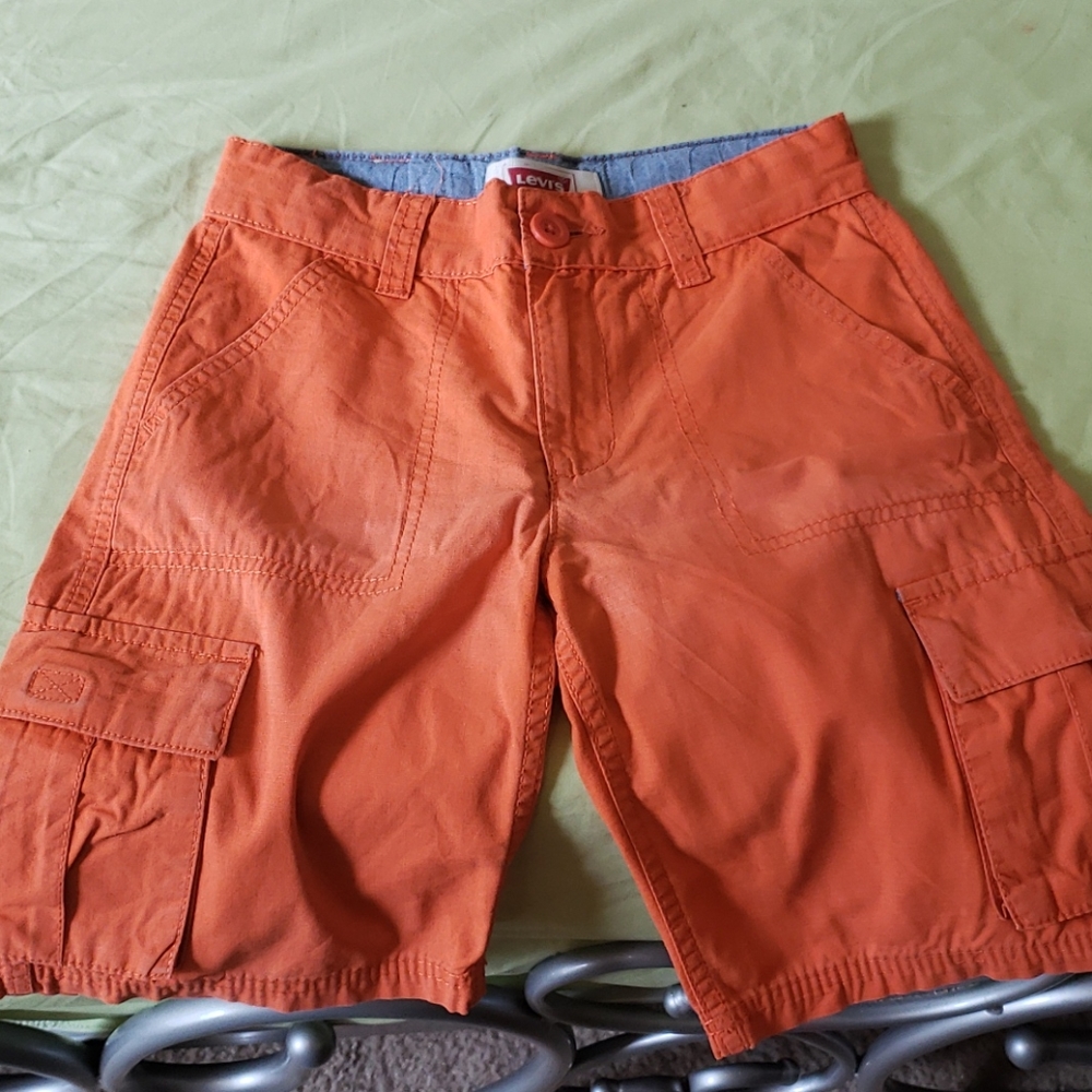 Little boy orange cargo shorts